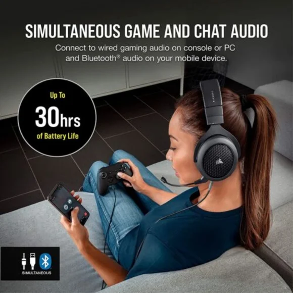 New Corsair HS70 Bluetooth Gaming Headset Switch PlayStation PC Xbox Mobile